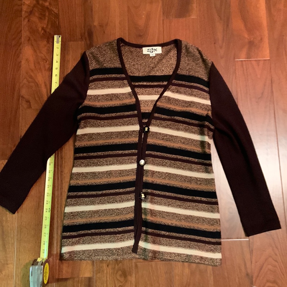 St John sweater woven jacket brown tan black colors, nice stitching